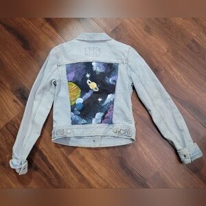 Hollister Denim Jean Jacket Size Small Women's Galaxy painting